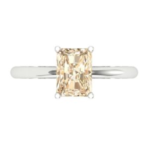 clara pucci 1.75ct radiant cut solitaire genuine natural morganite wedding bridal designer anniversary engagement ring 14k white gold