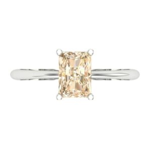 Clara Pucci 1.0 ct Radiant Cut Solitaire Genuine Natural Morganite Wedding Bridal Designer Anniversary Engagement Ring 14k White Gold