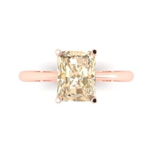 clara pucci 2.5ct radiant cut solitaire genuine natural morganite wedding bridal designer anniversary engagement ring 14k rose gold