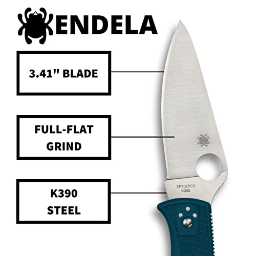 Spyderco Endela Lightweight Knife with 3.41" K390 Premium Steel Blade and Durable FRN Handle - PlainEdge - C243FPK390