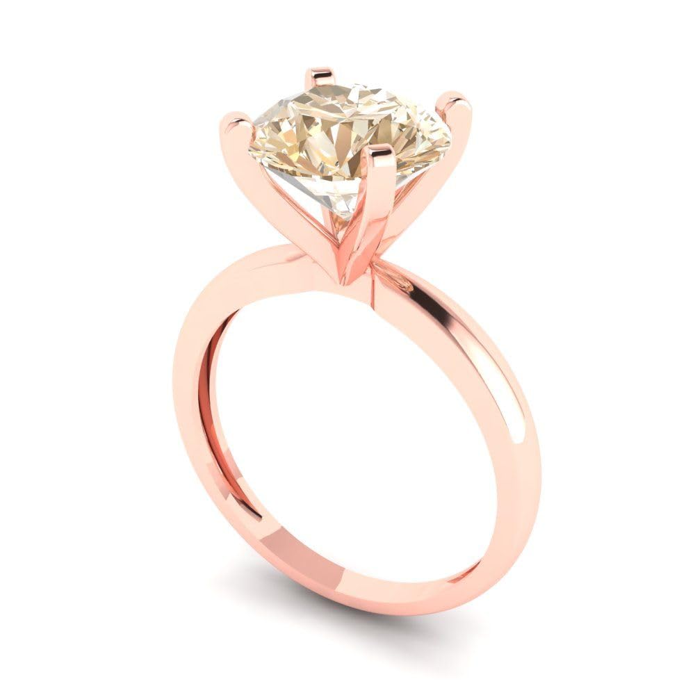 Clara Pucci 3.0 ct Round Cut Solitaire Genuine Natural Morganite Wedding Bridal Designer Anniversary Engagement Ring 14k Rose Gold