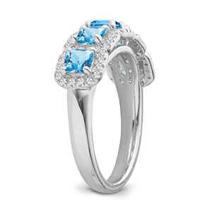 ARAIYA FINE JEWELRY Sterling Silver Diamond and Blue Topaz Ring (1/3 cttw, I-J Color, I2-I3 Clarity), Size 9