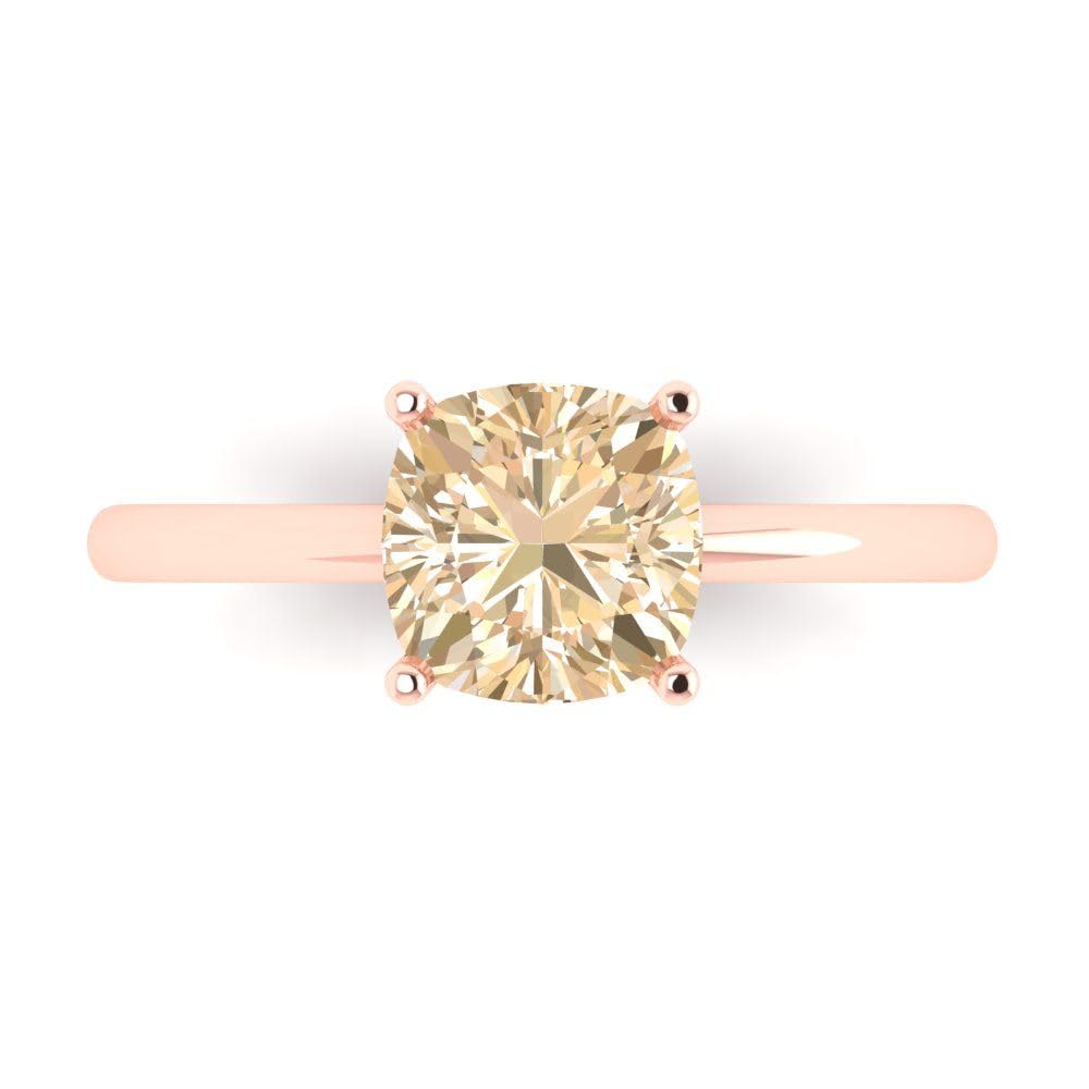 Clara Pucci 2.0 ct Cushion Cut Solitaire Genuine Natural Morganite Gem Wedding Bridal Designer Anniversary Engagement Ring 14k Rose Gold