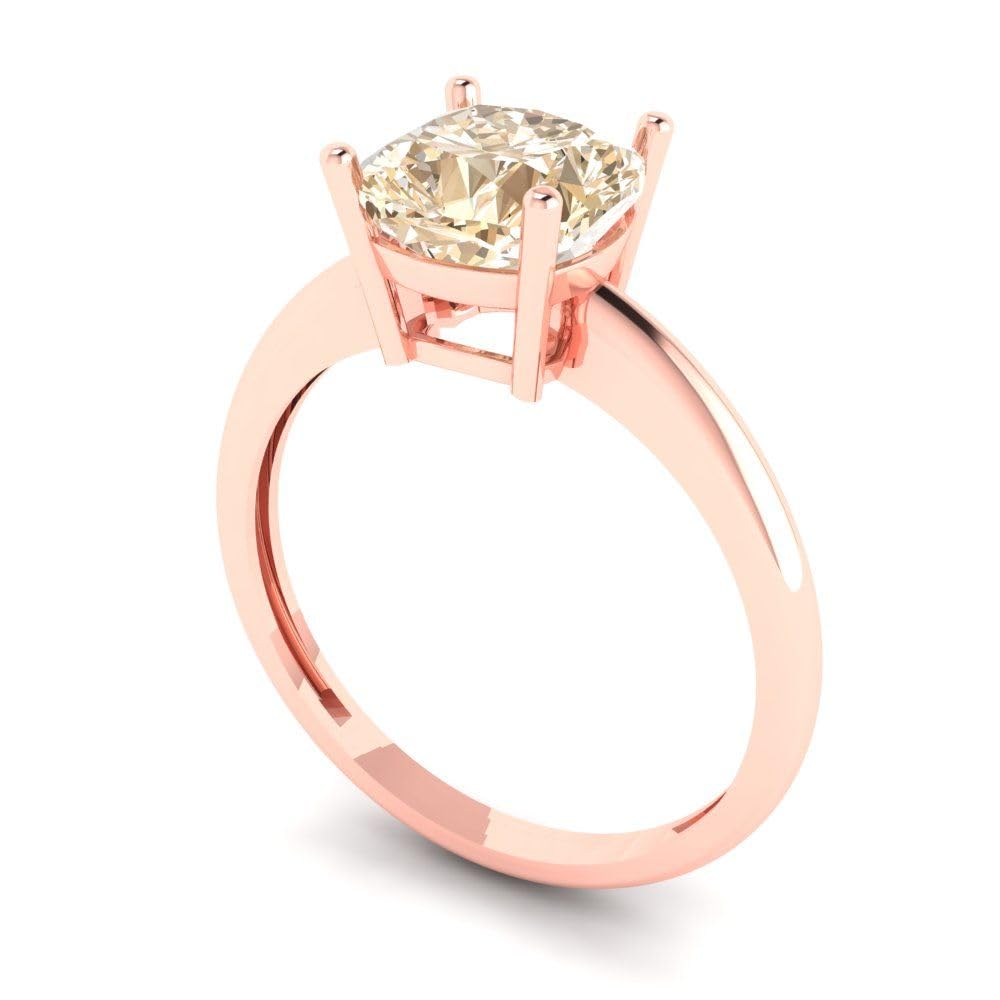 Clara Pucci 2.0 ct Cushion Cut Solitaire Genuine Natural Morganite Gem Wedding Bridal Designer Anniversary Engagement Ring 14k Rose Gold