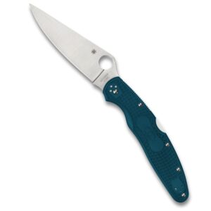 Spyderco Signature Series Police 4 Knife with 4.38" K390 Stainless Steel Blade and Lightweight FRN Blue Handle - PlainEdge - C07FP4K390