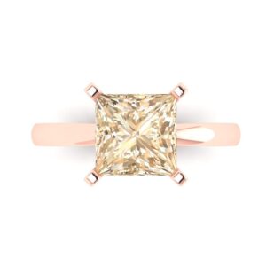 clara pucci 3.0 ct princess cut solitaire genuine natural morganite wedding bridal designer anniversary engagement ring 14k rose gold