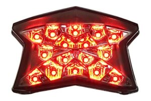 motodynamic integrated sequential led tail lights smoked lens for 2020-2022 kawasaki ninja 650 z650 (does not work on 23+ models)