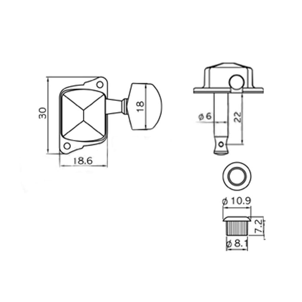 KAISH 6 Inline Semi-Closed Guitar Tuning Keys Pegs Guitar Tuners Machine Heads for Electric Guitars Chrome