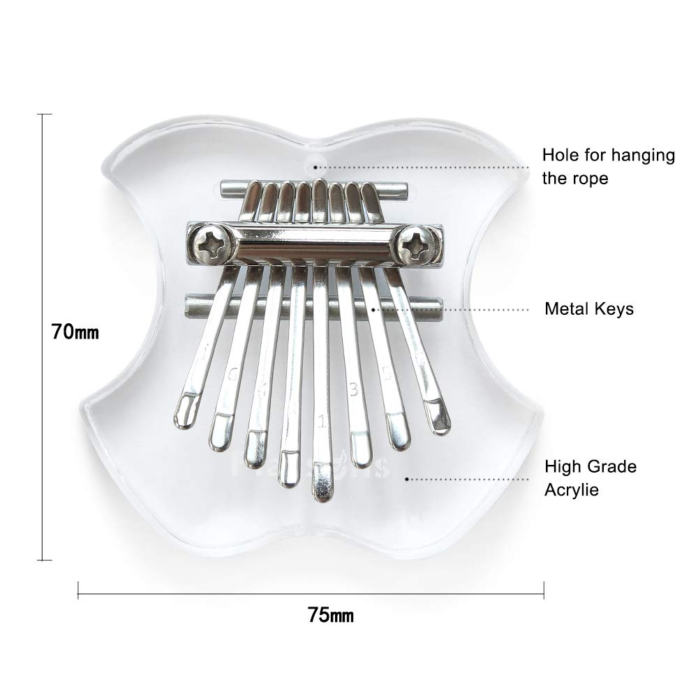 Flatsons Acrylic Kalimba Thumb Piano Mini 8 Keys Thumb Piano Transparent Acrylic Kalimba Mbira Apple Style with Kalimba Case (Small Apple) (Small Apple)