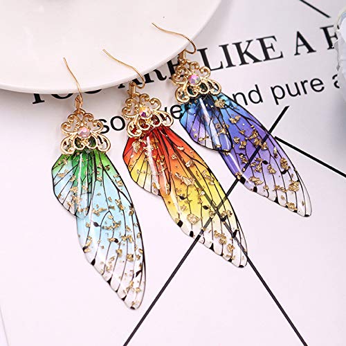 BELLA-Bee Butterfly Wing Drop Dangle Earrings Gold Plated Crystal Rhinestone for women wedding Jewelry (Green)…