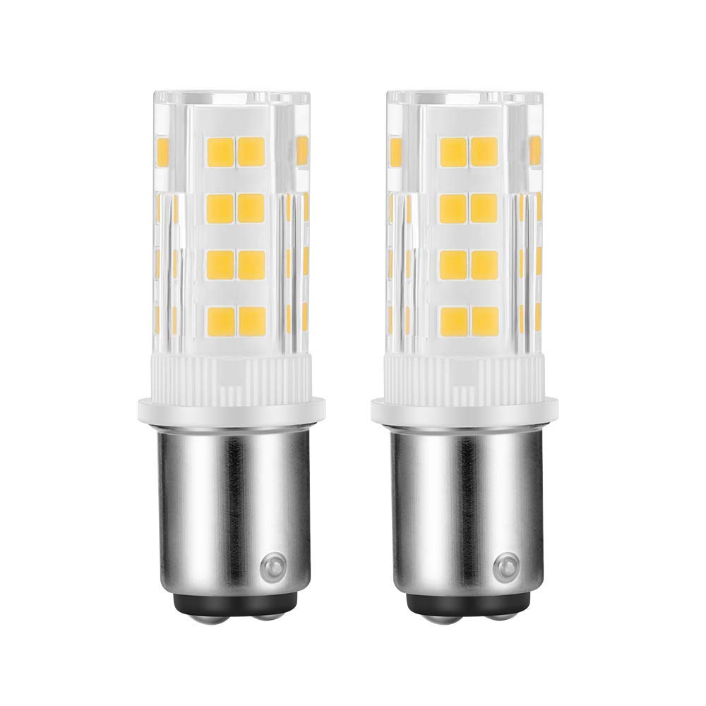 2-Pack Sewing Machine Light Bulb Double Contact BA15D Push In Bulb Daylight White 6000K 15T7DC Base Replacement for Singer ,Kenmore Sewing Machine Light Bulb Bayonet Type Replaces #6797 and #6810