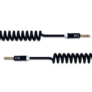 Aestivate Coiled Guitar Cable Electric Instrument Cable 10 ft Curly Instrument Cable Coil Guitar Cable Stretchable Straight to Straight Dual Straight Plugs (Black)