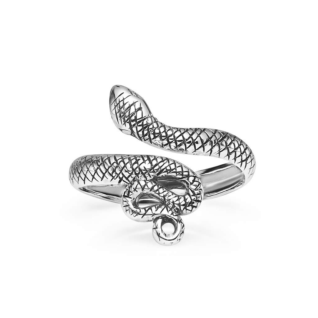 Silverline Jewelry - 925 Sterling Silver Snake Cobra Ring, Animal Themed Jewelry Size 9