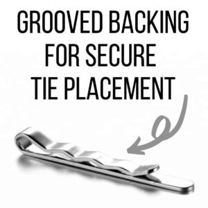 Dynec Groomsman Tie Clips, Silver Tie Bars with Black Lettering, 3 Pack