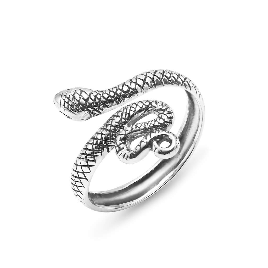 Silverline Jewelry - 925 Sterling Silver Snake Cobra Ring, Animal Themed Jewelry Size 9