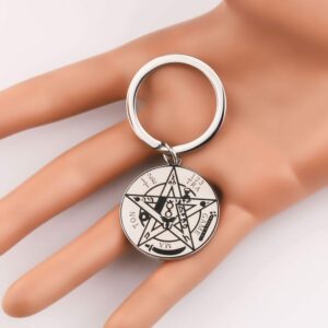 MYOSPARK Star Tetragrammaton Pentacle Keychain Amulet Statement Jewelry (Star Tetragrammaton Pentacle Keychain)