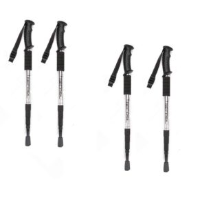 mount plus mp-hike4 women and children mountain tech aluminum adjustable trekking poles | lightweight quick lock walking or hiking stick - 2 set (4 poles)