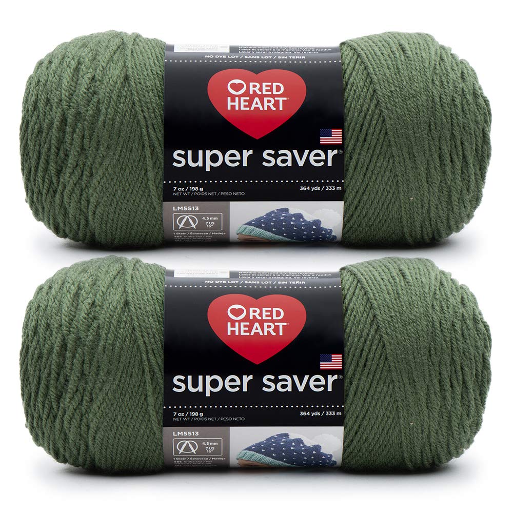 Bulk Buy: Red Heart Super Saver (2-Pack) (Medium Thyme, 7 oz Each Skein)