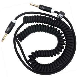 Aestivate Coiled Guitar Cable Electric Instrument Cable 10 ft Curly Instrument Cable Coil Guitar Cable Stretchable Straight to Straight Dual Straight Plugs (Black)