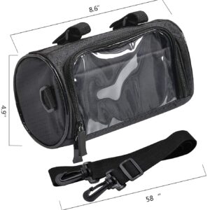 Bike Handlebar Bag, Waterproof Bicycle Front Storage Bag, Bike Phone Holder Accessories, Transparent Pouch Touch Screen with Removable Shoulder Strap for Dirt Bikes, Road Bikes, Mountain Bikes