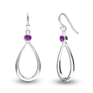 Lecalla 925 Sterling Sliver Jewelry Drop Dangle Birthstone Earrings for Teens and Women (4 MM Purple Amethyst Round Cut)