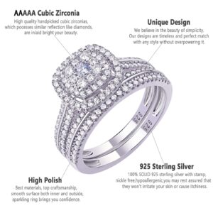 Newshe Jewellery Engagement Rings for Women Wedding Ring Set AAAAA Cz 925 Sterling Silver Band Round 1.6Ct Size 7