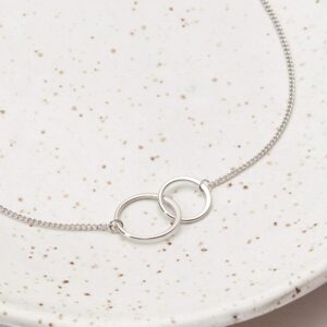 Dear Ava Infinity Interlocking Double Circle Connecting Necklace For Women - Jewelry Pendant Love Gifting Idea for Her with Heartfelt Card - 16th Birthday Gift for Sweet Sixteen Silver