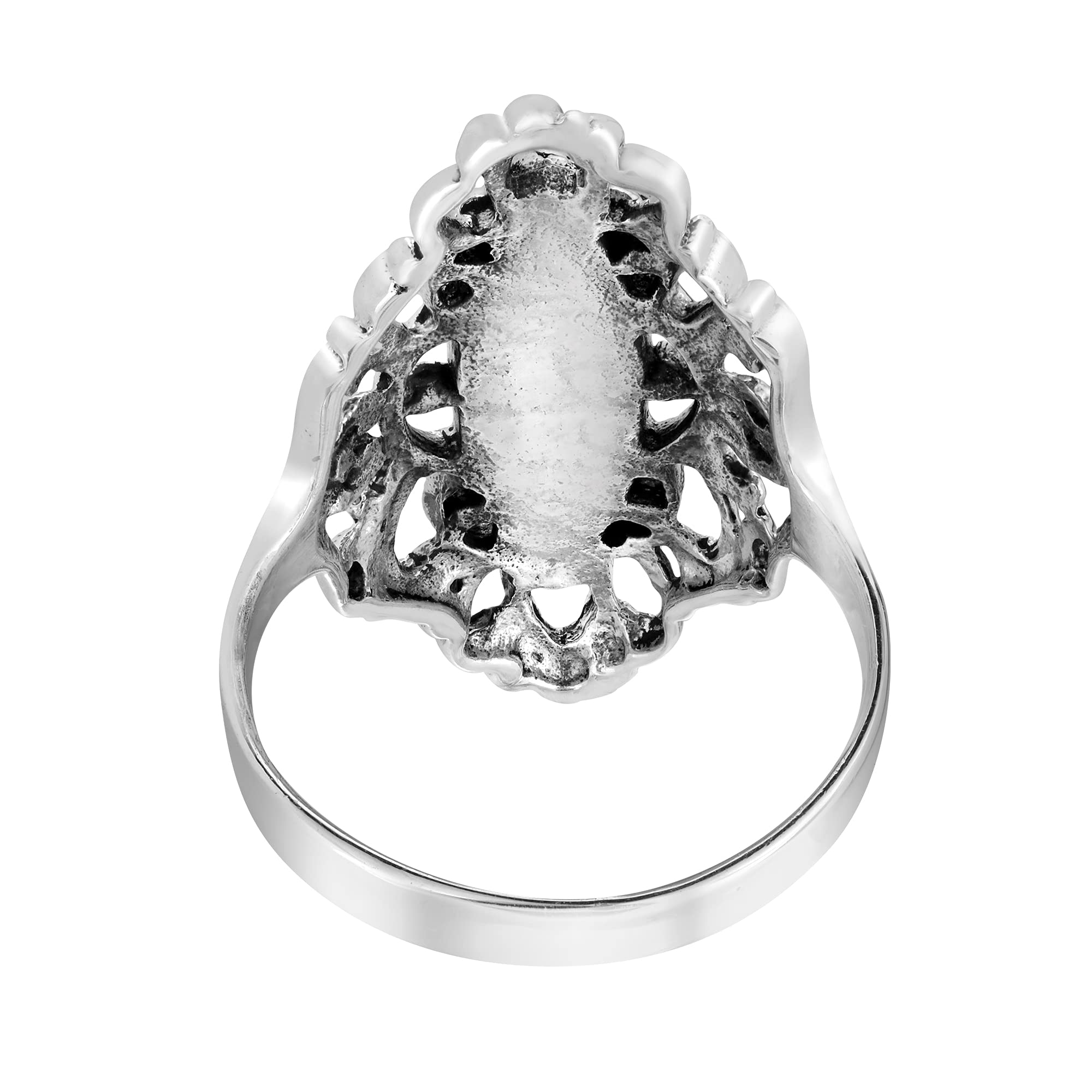 AeraVida Heart Filigree Oval Abalone Shell .925 Sterling Silver Ring