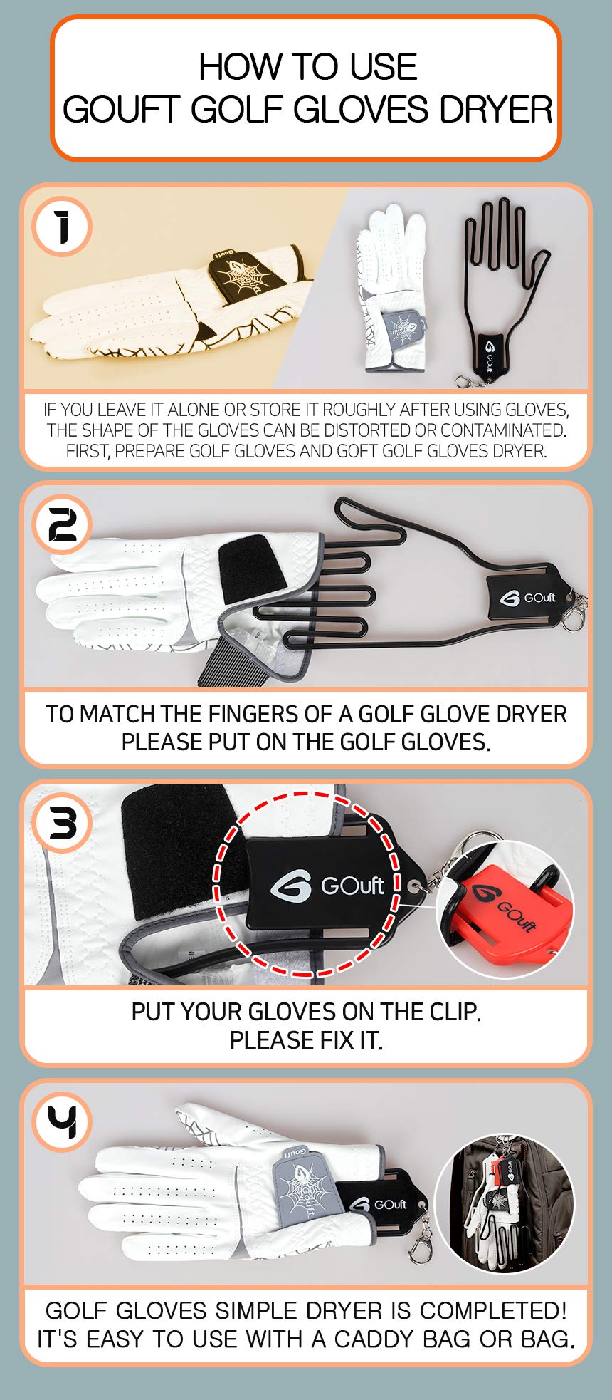 GOuft Golf Glove Stretcher/Golf Glove Dryer (Key Chain) (Red)