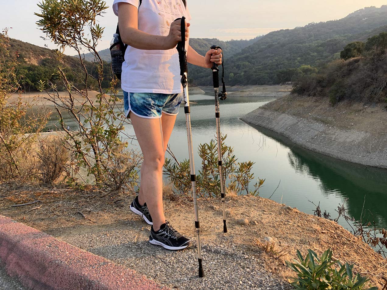 Mount Plus MP-HIKE4 Women and Children Mountain Tech Aluminum Adjustable Trekking Poles | Lightweight Quick Lock Walking Or Hiking Stick - 2 Set (4 Poles)