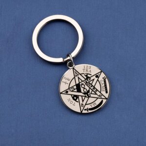 MYOSPARK Star Tetragrammaton Pentacle Keychain Amulet Statement Jewelry (Star Tetragrammaton Pentacle Keychain)