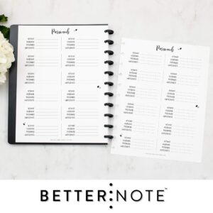 BetterNote Password Tracker Refill Pages for Disc Notebook, Fits Discbound, Levenger Circa, Happy Planner, Staples Arc, TUL, Talia (Whimsy- 25 pages, 11-Disc, 8.5"x11")