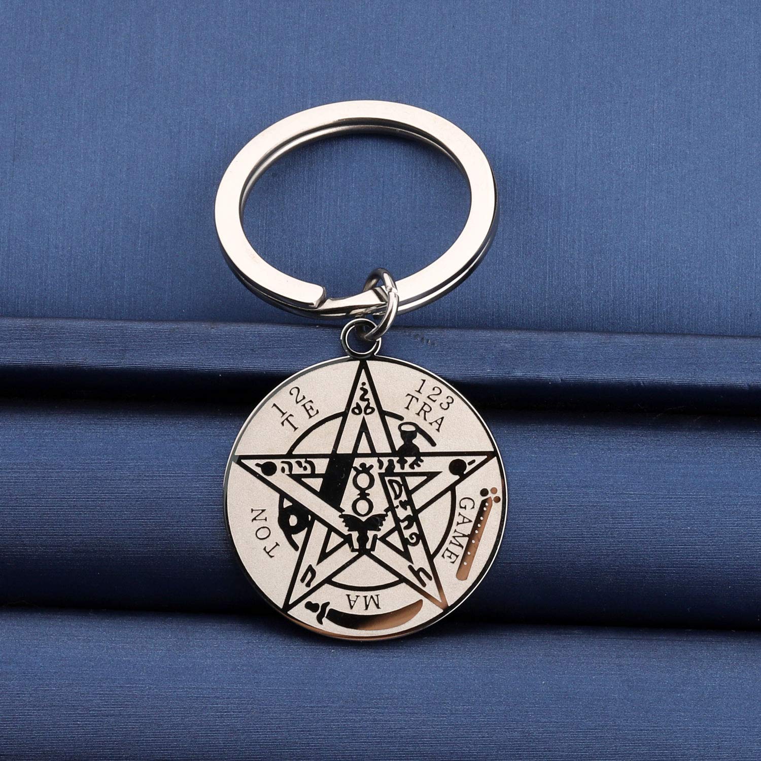 MYOSPARK Star Tetragrammaton Pentacle Keychain Amulet Statement Jewelry (Star Tetragrammaton Pentacle Keychain)