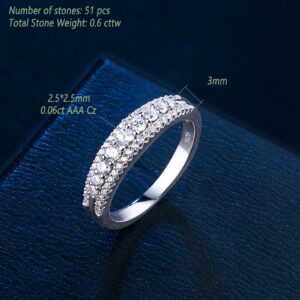 Wuziwen Anniversary Ring for Women Wedding Bands for Her 925 Sterling Silver Rings Eternity Promise Cubic Zirconia Size 6.5