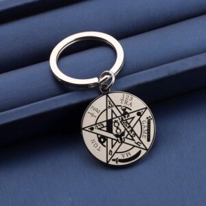 MYOSPARK Star Tetragrammaton Pentacle Keychain Amulet Statement Jewelry (Star Tetragrammaton Pentacle Keychain)