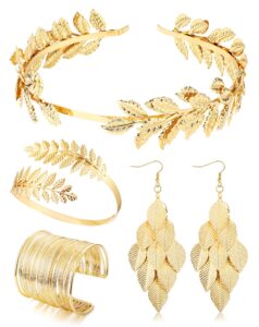 jstyle grecian goddess costume accessories set for women leaf headband coil upper arm bracelet dangle earrings for wedding toga party