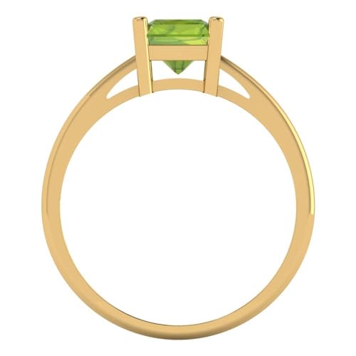 Clara Pucci 1.9ct Emerald Cut Solitaire Genuine Vivid Green Peridot Proposal Bridal Designer Wedding Anniversary Ring 14k Yellow Gold