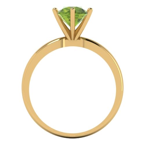 Clara Pucci 1.50 ct Round Cut Solitaire Genuine Natural Green Peridot Engagement Bridal Promise Anniversary Ring in 14k yellow Gold