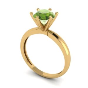 Clara Pucci 1.50 ct Round Cut Solitaire Genuine Natural Green Peridot Engagement Bridal Promise Anniversary Ring in 14k yellow Gold