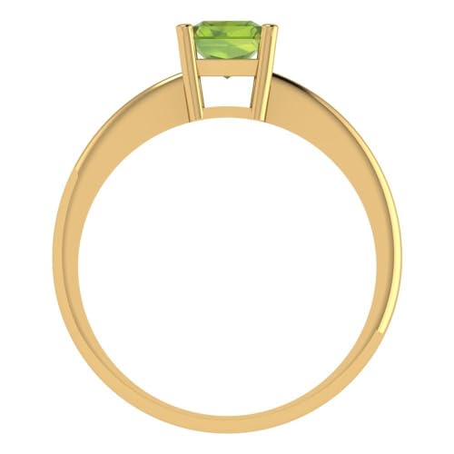 Clara Pucci 1.0 ct Radiant Cut Solitaire Genuine Natural Green Peridot Engagement Bridal Promise Anniversary Ring 14k Yellow Gold