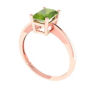 Clara Pucci 1.0 ct Radiant Cut Solitaire Genuine Natural Green Peridot Gem Engagement Bridal Promise Anniversary Ring 14k Rose Gold