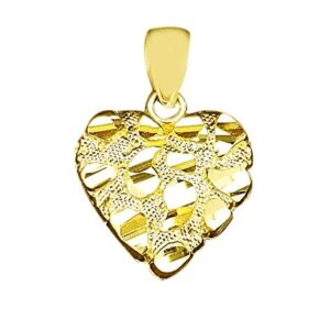 AMZ Jewelry 10k Yellow Gold Heart Nugget Pendant Nugget Heart Charm