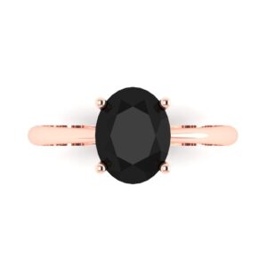 2.0 ct oval cut solitaire genuine natural black onyx wedding bridal designer anniversary engagement ring 14k rose gold 8.5