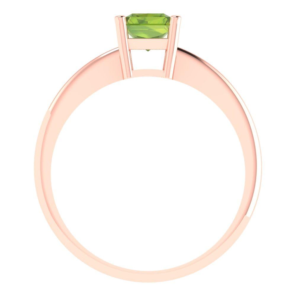 Clara Pucci 1.0 ct Radiant Cut Solitaire Genuine Natural Green Peridot Gem Engagement Bridal Promise Anniversary Ring 14k Rose Gold