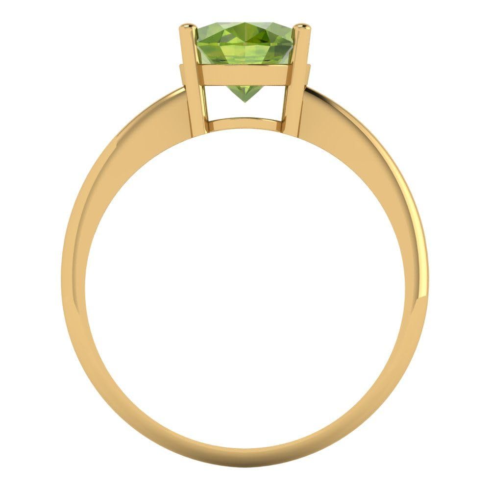 Clara Pucci 1.9ct Oval Cut Solitaire Genuine Vivid Green Peridot Proposal Bridal Designer Wedding Anniversary Ring 14k Yellow Gold