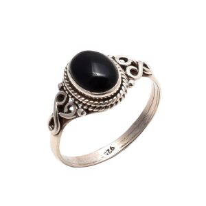 black onyx stone ring 925 sterling silver statement ring for women handmade rings gemstone christmas promise ring size us 9 gift for her