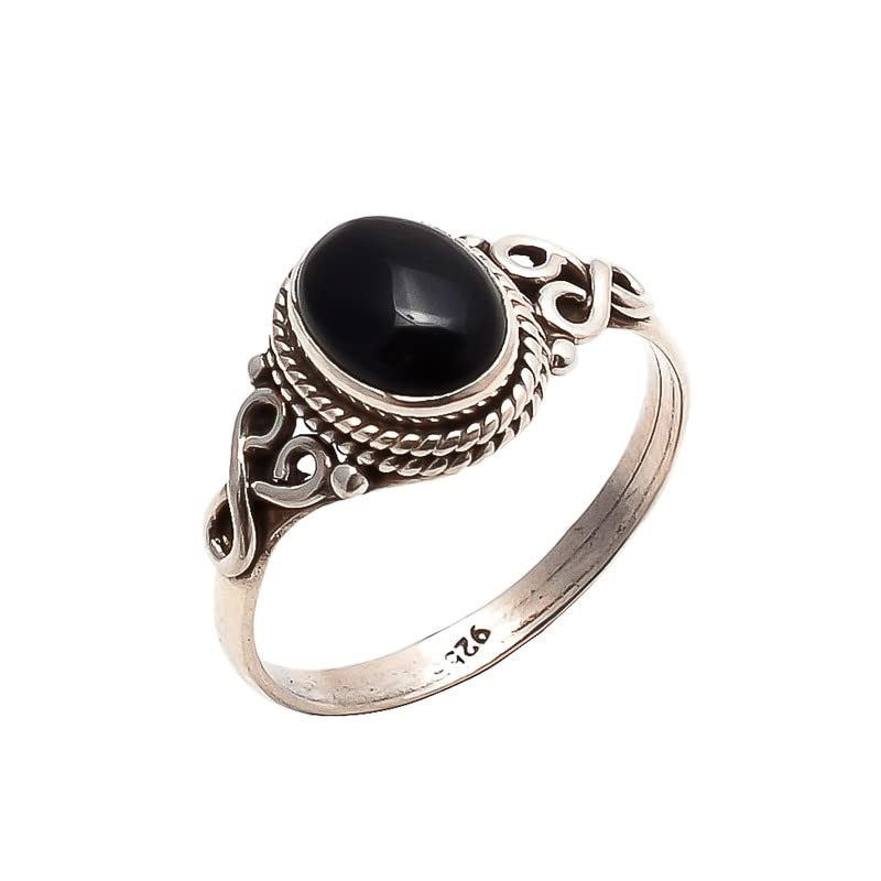 Black Onyx Stone Ring 925 Sterling Silver Statement Ring For Women Handmade Rings Gemstone Christmas Promise Ring Size US 9 Gift For Her