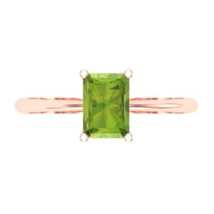 clara pucci 1.0 ct radiant cut solitaire genuine natural green peridot gem engagement bridal promise anniversary ring 14k rose gold