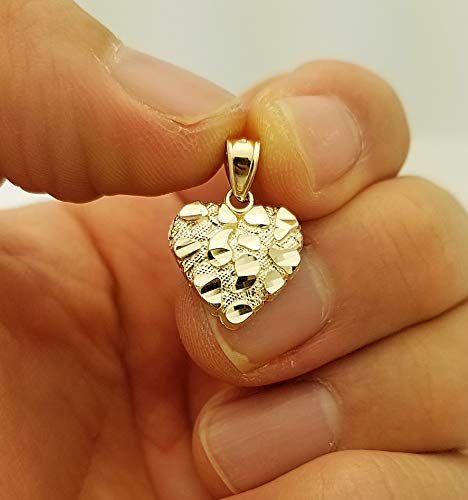 AMZ Jewelry 10k Yellow Gold Heart Nugget Pendant Nugget Heart Charm