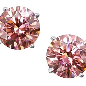 Oro Leoni 14K White Gold Simulated Morganite Stud Earrings, 7mm Round